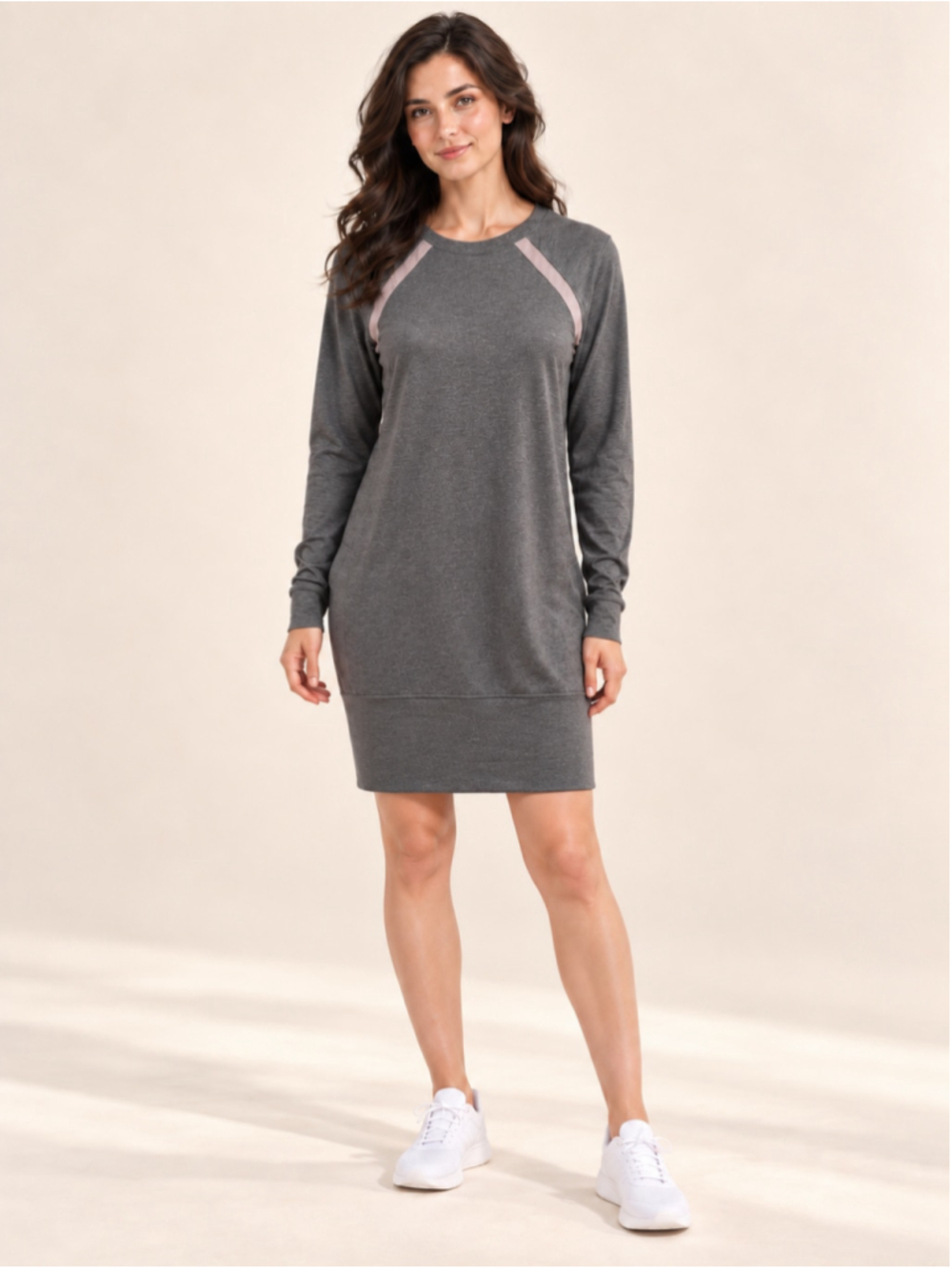 prAna Rosie Sweatshirt Dress Small Ashy Grey Long Sleeve Pockets NWT